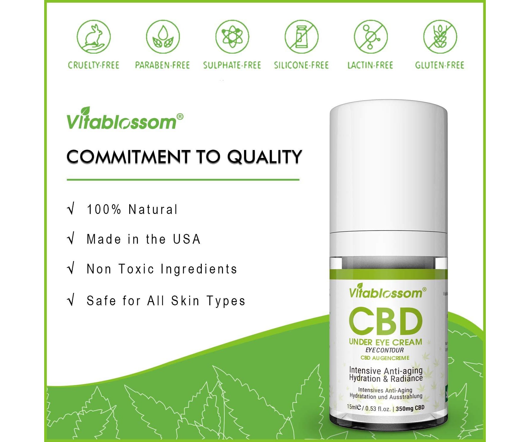 Marke: Vitablossom - Vitablossm Augenkontur-Creme mit Hanf als Anti-Aging