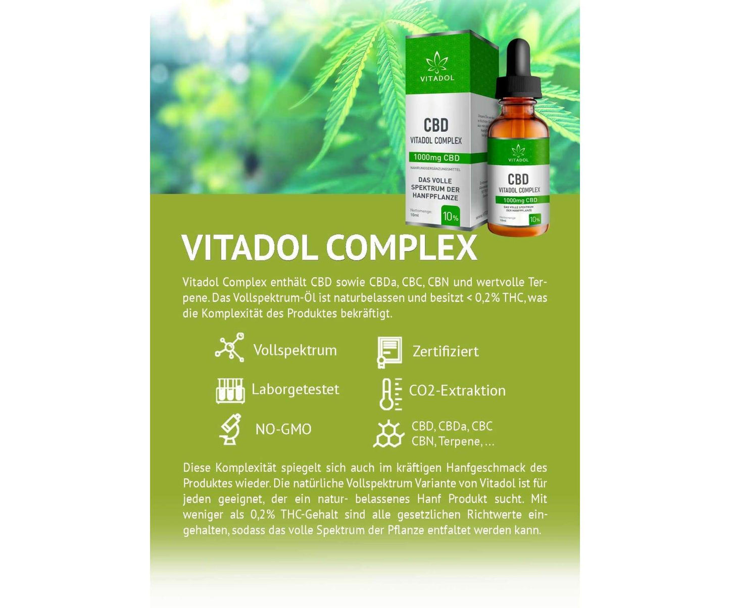 Hanf und Hemp - Vitadol Complex CBD Öl 10% à 1.000mg + CBC CBN